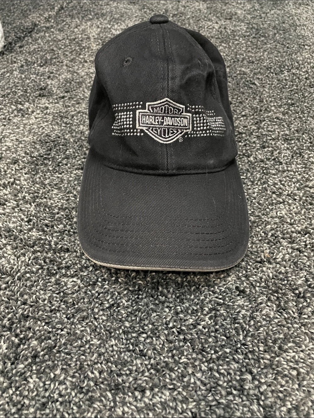Harley-Davidson Black Cap with Silver Stud Embellishment